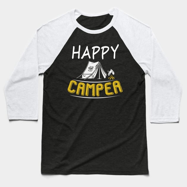 Happy Camper T-Shirt Camping T-Shirt Gifts for Men Women Baseball T-Shirt by OwensAdelisass